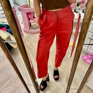 Vintage Red Leather Pants
